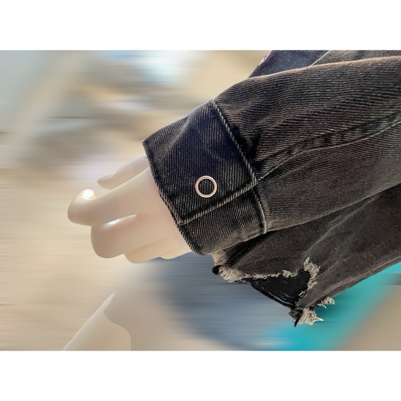 sequin pumpkin distressed denim top M L XL - Picture 10 of 10